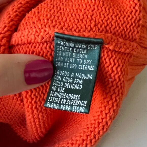 VTG Ralph Lauren Cotton Short Sleeve Turtleneck Sweater Orange L - Picture 4 of 7